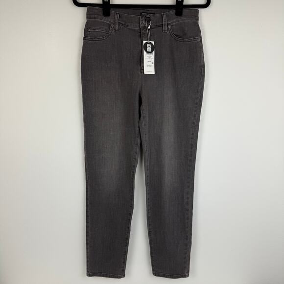 NWT Eileen Fisher Womens High Waisted Slim Carbon Grey Wash Jeans Small Petite - Picture 1 of 10
